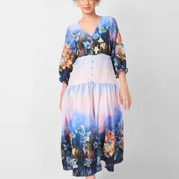 Iti Floral Print Fit & Flare Midi Dress-44
