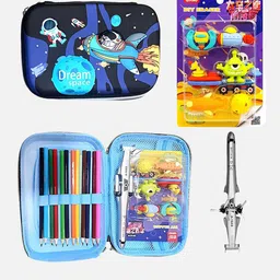 Little Surprise Box 4Pcs Black Astronaut Space Theme Stationery Essentials & Pouch Set-picture-21