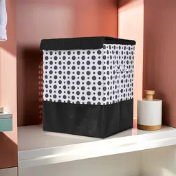 Kuber Industries Black & White 4 Pieces Printed Foldable Laundry Bags-0