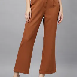 Latin Quarters Women Straight Fit High-Rise Pleated Trousers-picture-9