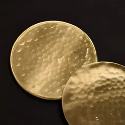 Peepul Tree Gold-Toned 6 Pieces Matte Finish Table Brass Coasters image 5