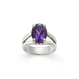 GenZcomplex Silver-Plated Brass Amethyst Finger Ring-77