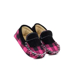 Neska Moda 6 To 12 Months Baby Boys Cotton Checkered Loafer Booties (Toe to Heel Length - 12 cm, Pink, Black)-picture-56