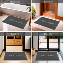 Kuber Industries Set Of 2 Black & Grey Anti-Skid Doormats image 3