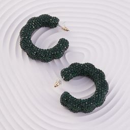 SOHI Jingle Stones Studded Half Hoop Earrings-image-36