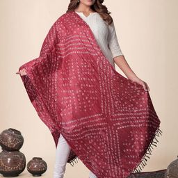 EBADAT Printed Maroon Art Silk Dupatta-picture-31