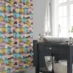 ArtzFolio Yellow & Pink Printed Water Proof Shower Curtain-44