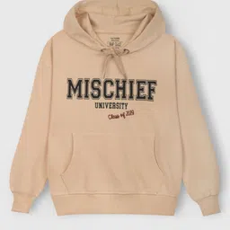 Unisex Kids Mischief University Printed Oversized Fit Hooded Sweatshirt-1