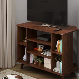 bluewud Gautier Brown Wooden TV Entertainment Unit With Shelves-image-77