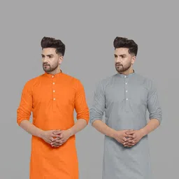 VS MALL Men Grey Kurtas-picture-12