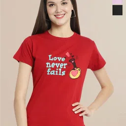 Metronaut Women Typography Set of 3 Cotton T-shirts-image-61