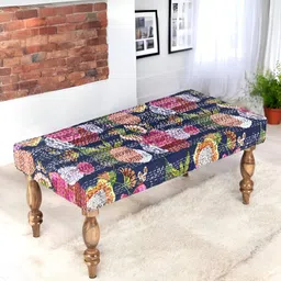 Ikiriya Blue & Pink Wood Mid Century 2 Seater Bench-image-95