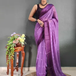 DIVASTRI Floral Satin Ready to Wear Jamdani Saree-image-91