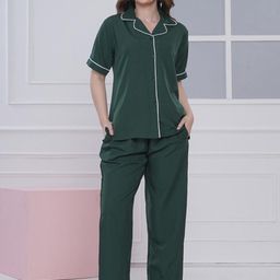 Dreambe Women Self Design Shirt Pyjama Night suit-image-116