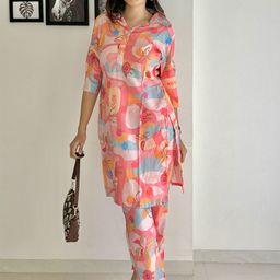 FFI Floral Print Rose Silk Co-ord set-image-36