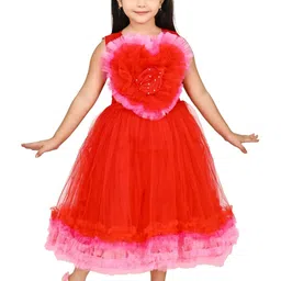 Zenat Girls Self Design Fit & Flare Maxi Dress-image-20