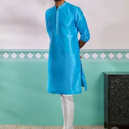 VASTRAMAY Men Yoke Design Regular Thread Work Kurta with Pyjamas image 3