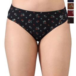 KANSAL Women Pack Of 5 Printed Mid-Rise Anti Microbial Basic Briefs-image-86