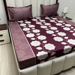 Pure Decor passion fur Purple Floral Pure Cotton 350 TC Queen Bedsheet Set-2.74 m x 2.74 m-image-13