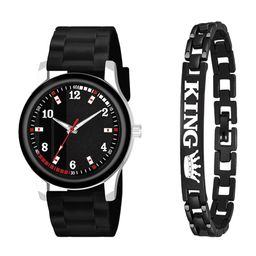 CSAMON Men Printed Dial & Straps Analogue Watch Gift Set B9050 BLKPATA NEW CD K Bracelet-51