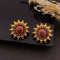 SOLIBELLE Gold-Plated Circular Shaped Studs-image-50