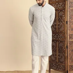 House of Pataudi Embroidered Straight Kurta-image-45