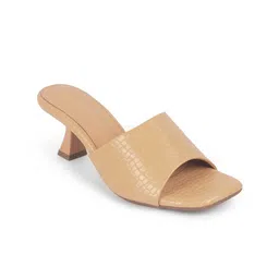 Tresmode Women Textured Leather Slim Heel Sandals-32
