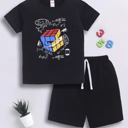 LITTLE NINJA Boys Printed Pure Cotton T-shirt With Shorts-image-96