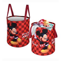 Kuber Industries Maroon & Red 2 Pieces Disney Mickey Printed Foldable Laundry Bags 45L-2