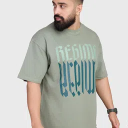FUAARK Men Typography Printed Round Neck Cotton Oversized T-shirt-13
