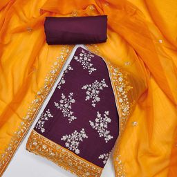 KALINI Floral Embroidered Sequinned Georgette Unstitched Dress Material-image-95