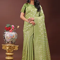 Astita Woven Design Zari Saree With Blouse Piece-image-20