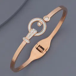 Kushal's Fashion Jewellery Rose Gold-Plated Stone Studded Bangle-Style Bracelet-25