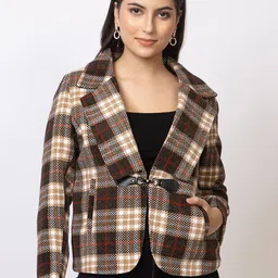 Navsha Checked Single-Breasted Overcoat-picture-14