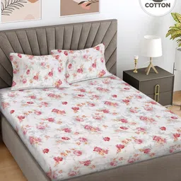 Myntra Elegant Homes Red Printed 300 TC Pure Cotton King Bedsheet Set 2.50 m X 2.25 m-image-44