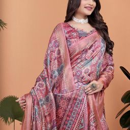DIVASTRI Ethnic Motifs Printed Silk Blend Banarasi Saree-picture-2
