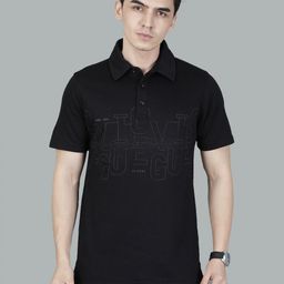 Fort Collins Typography Printed Polo Collar Cotton T-shirt-image-66