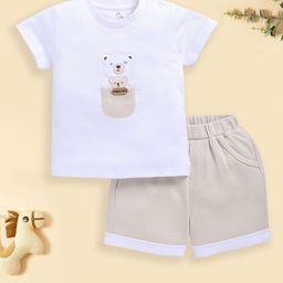 BABY GO Boys Embroidered Round Neck Pure Cotton T-Shirt With Shorts-image-79