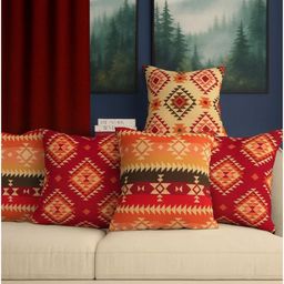 Aura Red & Brown Set of 5 Quirky Square Cushion Covers-picture-16