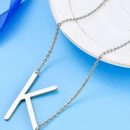 DressBerry Girls 925 Sterling Silver K Alphabet Pendant with Chain-image-67