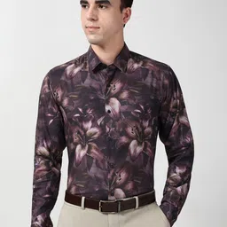 Peter England Men Slim Fit Floral Printed Spread Collar Formal Shirt-picture-4