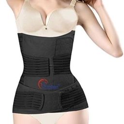 3 in 1 Pregnancy belt after delivery belly binder girdle(1 set of 3 belts-Black) Abdominal Belt-image-3