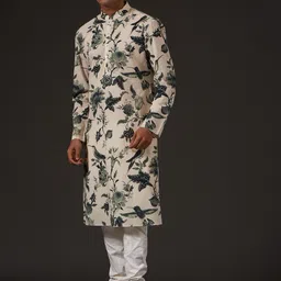 Balance by Rohit Bal Men Floral Printed Regular Kurta with Churidar-27