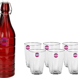 Serving Lemon Set Of Bottle And 6 Glass, 1 Ltr-D81 Jug Bottle Glass Set-image-76