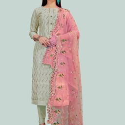 HERE&NOW Embellished Unstitched Dress Material-picture-8