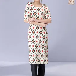 HERE&NOW Selection Of 2 Ethnic Motifs Printed Round Neck Straight Kurta-image-32