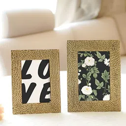 BEHOMA Gold-Toned 2 Pieces Metal Table Photo Frames-17