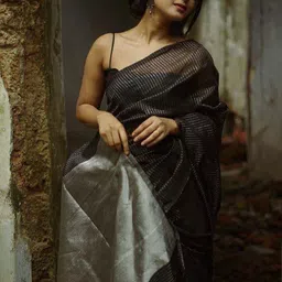 BlueRang Woven Design Zari Silk Blend Banarasi Saree-picture-44