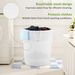 Kuber Industries 4-Pc White Reusable Durable Foldable Lightweight Laundry Bags With Handle image 4