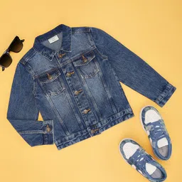 Pantaloons Junior Boys Crop Denim Jacket with Patchwork-image-3